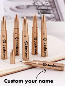 10 pezzi Penna a sfera personalizzata con imitazione di pallottola, penna a inchiostro blu a base d'acqua per studenti, morbida al tatto, scrittura scorrevole, senza sbavature, asciugatura rapida, per giornali, scuola e forniture per ufficio, per studenti, per il ritorno a scuola
