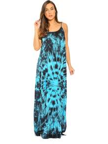 Tie Dye Spaghetti Strap Maxi Dress - White - View 4