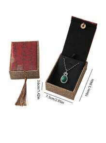 Chinese Ancient Poetic Style Jewelry Box With Elegant Tassels - Linen Storage Organizer For Pendants, Bracelets, Rings, Jade Bracelets - Home, Travel & Photo Prop, Exquisite Gift Packaging For Women Storage Organizer Travel Essentials Gift Back To School