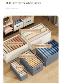 1PC Grey Clothes Storage Box, Oxford Cloth Foldable Drawer-Type Clothes Storage Box, Household Non-Compartment Wardrobe Jeans Sweater Finishing Box