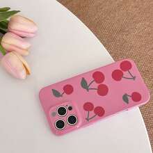 GUCADI 1pc White Small Cherry Design Phone Case Compatible With Apple Phones Waterproof Shockproof Anti-Fall Scratch Resistant - Rose Red - View 8
