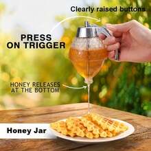1 件蜂蜜糖浆分配器壶防滴漏容器蜂蜜罐按压式油壶蜂蜜分配器壶酱汁瓶塑料密封罐漏斗型罐糖浆壶带底座厨房用品、学校用品 - 彩色 - 查看 9