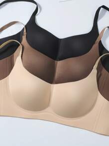 3Pcs Teen Girls Underwear, Seamless Bra - Simple, Comfortable And Breathable, Suitable For Daily Use, Suitable For Growing Girls Aged 12-15