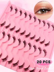 20 Cặp Mi Nửa Tự Nhiên Với Dây Đeo Trong Suốt Kiểu Mắt Mèo Mỏng Mượt Tự Nhiên Mi Ngắn Điểm Nhấn Mi Cuối Mi Góc Mi 3/4 Mi Có Thể Tái Sử Dụng Gói Mi Dải, Lông Mi, Lông Mi Giả - màu đen - Xem 6