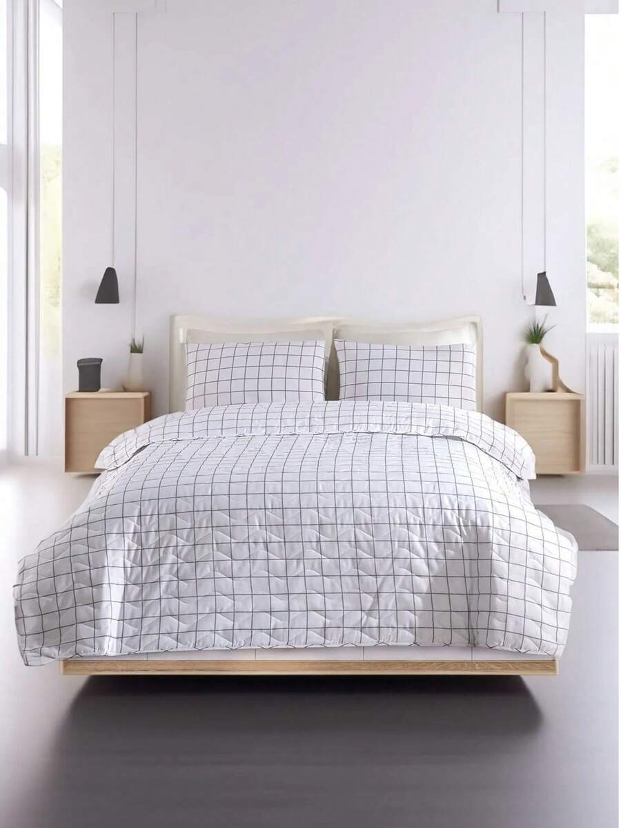 Double Size Bedspread Set – 1pc Bedspread (200x220 Cm) And 2pcs Pillowcases (50x70 Cm) - Ultra Soft, Highly Absorbent & Comfortable Luxury Bedding - Grey - View 1