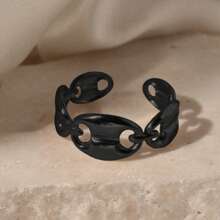 1 pieza Anillo ajustable en forma de nariz de cerdo de acero inoxidable para granos de café, talla 8, anillo de dedo creativo y de moda unisex