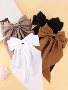 1/4 件女士蝴蝶结发夹，黑色蝴蝶结白色蝴蝶结粉色蝴蝶结蝴蝶结发夹女士丝带蝴蝶结发夹缎带蝴蝶结长尾夹蝴蝶结派对发饰爪夹，学校用品 - 彩色 - 查看 6