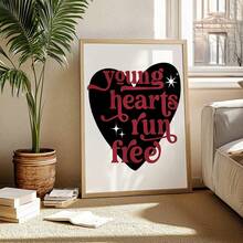 Affiche de musique vintage "Young Hearts Run Free", affiche de musique soul des années 70, décoration rétro de bar, cadeau pour les amateurs de musique, art mural de musique en forme de cœur, sans cadre - Multicolore - Voir 3