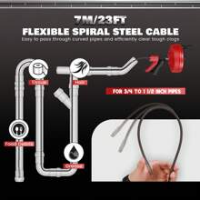 Espiral de limpieza de desagües 7m, ayuda para la limpieza de tuberías de desagüe en espiral, dispositivo de limpieza de tuberías manual y eléctrico para resolver desagües bloqueados