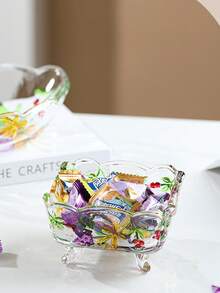 手工花卉图案复古玻璃烟灰缸 - 欧式矩形桌面收纳盒和烟灰缸，餐厅、客厅家居装饰的多用途装饰中心件，欧式烟灰缸 | 艺术工艺