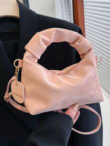 全配衣服的單色新月形手提包，時尚可拆卸肩帶斜挎包，優雅的餃子手袋和手機錢包，極簡主義通勤旅行手提袋，小拉鍊法棍袋，女性日常使用