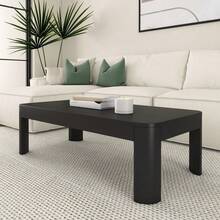 Plank+Beam Solid Wood 48"" Modern Rectangular Coffee Table, Coffee Table For Living Room, Black - Multicolor - View 2