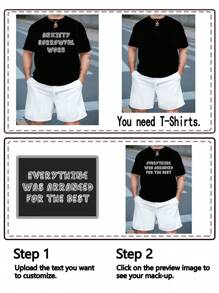 Customized Text Men's Plus Size T-Shirt, Personalized Design, Plus Size Men's Clothing, Loose Fit Plus Size Summer T-Shirt Customization, Upload Your Text/Birthday Wishes/Anything You Want To Say, Friend/Selfie/Family/LOGO/Pet Photo Customization, Birthday/Father's Day/Valentine's Day Holiday Customization, Team Outdoor Wear Customization, Personalized Graphic Crew Neck Loose Fit Plus Size Short Sleeve T-Shirt