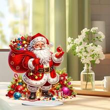 5D DIY Merry Christmas Flat Christmas Tree, Santa Claus Diamond Painting Desktop Decor, Colorful Spherical Crystal Diamond Art Mosaic Desktop Decor, Home Decor Craft Kit/Suitable For Family, Friends Holiday Gifts