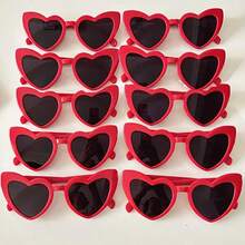 10 件/套糖果色心形时尚眼镜，男女通用设计，适合婚礼、派对、音乐节、音乐会、夏季海滩度假礼物、户外、旅行太阳镜，适合音乐节的派对风格心形镜框