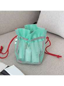 1个轻便便携的网状抽绳化妆品收纳袋，大容量旅行收纳盒，透明设计，适合海滩、夏季、度假、浴室装饰、节日包、化妆包、洗漱包、桌面收纳、化妆包、小化妆包、化妆袋、大容量化妆包、圣诞礼物、女士礼物、手拿包/小手提包、化妆品收纳盒、化妆刷收纳袋、迷你收纳袋、大容量收纳袋、女士礼物、圣诞礼物、女士礼物创意、化妆袋、旅行必备 - 彩色 - 查看 6