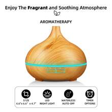 550ml Essential Oil Diffuser With Remote Control, Ultrasonic Humidifier, 7 Color LED Light & 6 Oils
