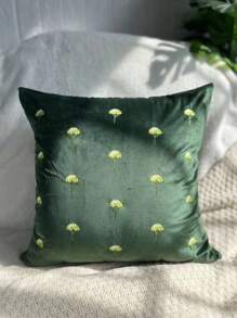1pc Leopard Floral Embroidery Throw Pillow Cover, Suitable For Living Room, Bedroom, Party, Home Decor, All Season
