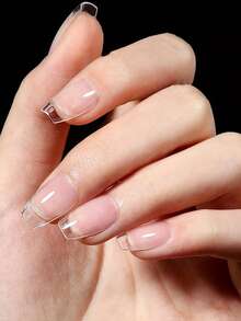 240 片/盒超短方形/棺材色/杏仁色半哑光亚克力预填软凝胶指甲贴 - 轻松按压即可完全覆盖指甲，12 种尺寸，适合初学者，美甲沙龙必备 - 無色 - 查看 5