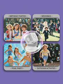 Máquina de burbujas manual totalmente automática y con múltiples orificios para niños, portátil para bodas, eventos, regalos festivos (No incluye baterías, con líquido para burbujas)
