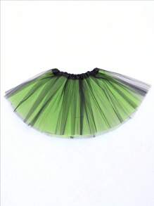 1pc Colorblock Mesh Tutu Skirt, 12inch For Teens, 16inch For Adults, Versatile Party, Running, Ballet, Stage, Halloween, Christmas, Carnival Costume, Multi-Layer, Mesh Princess Skirt