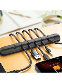 1 pieza Clip de gestión de cables con múltiples ranuras, organizador de cables de escritorio de silicona, soporte adhesivo para gestión de cables de escritorio - Adecuado para sistema de gestión de cables de escritorio, hogar, oficina y automóvil - Accesorio de estante de cables de mesita de noche