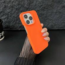 Apple i Phone 15, 14, 13, 12, 11, XR, X, 8, 7 Plus Pro Maxに対応した、創造的なニッチな、ソリッドカラーの半カバー、肌触りの良い、全面保護、落下防止ケース。 - オレンジ - チェックする 7