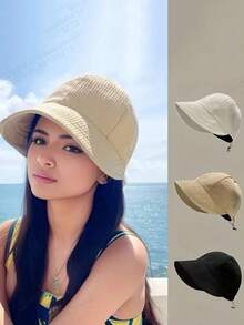 1 件女式抽绳华夫格图案棒球帽，时尚防晒沙滩旅行太阳帽，适合春夏季