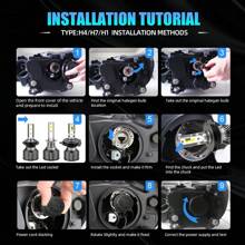 2pcs H1 H7 H11 9005 9006 H4 H13 LED Car Headlight, Ultra-White 6000K Super Bright 26000LM/Pair 260W/Pair 50000hrs Lifespan Plug-N-Play 800% Brightness