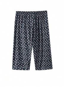 3pcs Women's Plus Casual Sleep Shorts, Plus Size Floral Print Elastic Waist Loose Home Wear Capri Pants