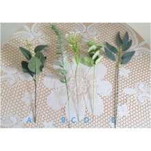 2 pièces de chaque Fleurs artificielles, 5 types d'assortiment de bouquet de fleurs artificielles, branches de fleurs artificielles décorations de fleurs fausses en soie pour l'aménagement de la maison, le mariage, le bureau, la cérémonie de remise des diplômes (vert et blanc)