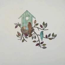 1PC 2D Metal Flat Bird Nest For Wall Beautification And Decoration, Suitable For Living Room, Bedroom Wall Decoration, And Outdoor Wall Decoration