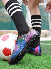 男子足球户外运动学生青少年专业比赛训练钉鞋考试专用户外比赛TF足球鞋 - L003紫紅色 - 查看 2