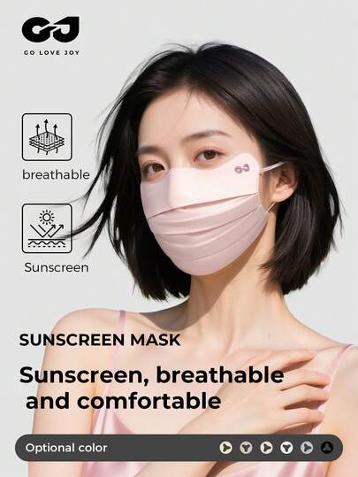 GOLOVEJOY 1 件女士优质桑蚕丝粉色面罩，防紫外线耳挂式面罩，轻便透气，适合骑行、高尔夫、高端丝绸面罩