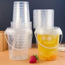 5/10sets33.81 Ounce Large Plastic Cups With LIDS And Straws - Reusable, Bisphenol A-Free Drink Cups For Iced Drinks, Fruits, Ice Buckets - For Parties, Festivals And Daily Use - 彩色 - 查看 14