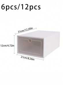 6/12pcs Stackable Clear Plastic Shoe Storage Boxes, Transparent Door Plastic Shoe Containers, Thick Drawers