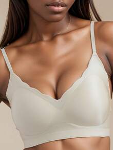 1 pieza Camiseta de tirantes inalámbrica y ligera, con soporte transpirable para el verano para mujeres - Champán - Ver 1