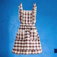 Plaid Apron For Women, Kitchen Cooking Apron With Pocket Adjustable Chef Apron Baking Aprons Bib Aprons Artist Apron For Cooking - Coffee Brown - View 3