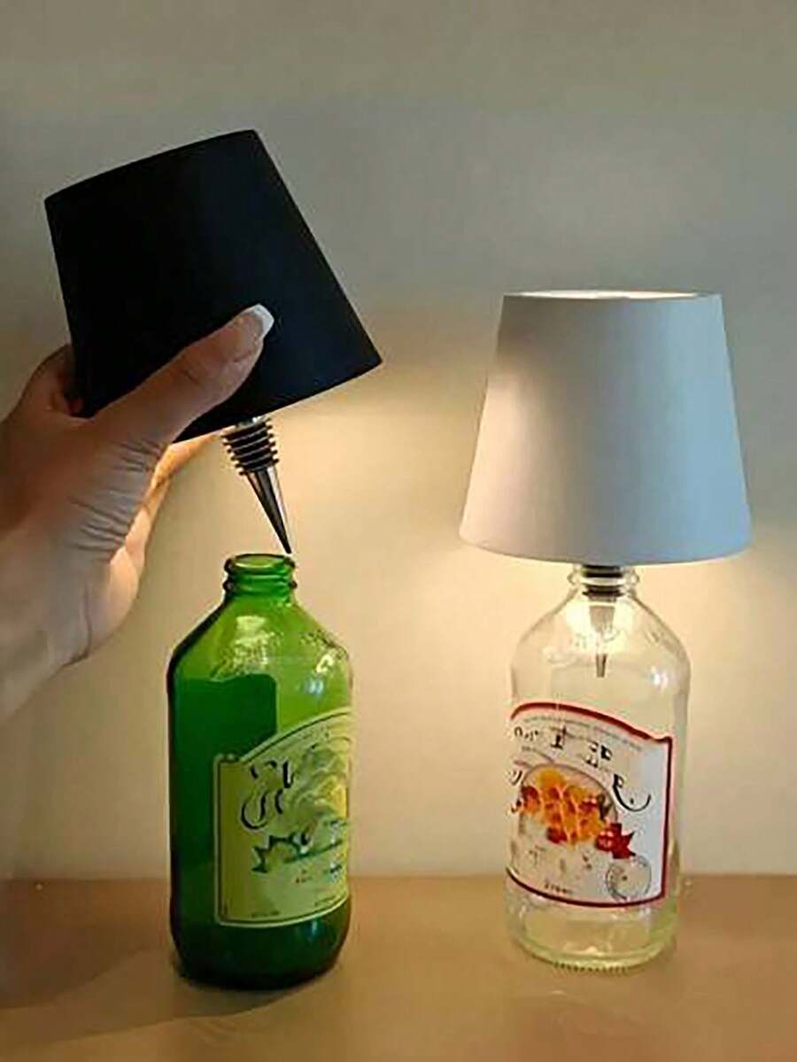 1 件 USB 充电台灯，带触摸控制，3 种色温和无级调光，适用于葡萄酒瓶，酒塞替代品，锂电池，金属外壳，塑料盖，太空主题，可调光，适用于餐厅和家居装饰，空间照明 | 现代台灯 | USB 充电灯，照明灯具 - 酒瓶檯燈 - 查看 1