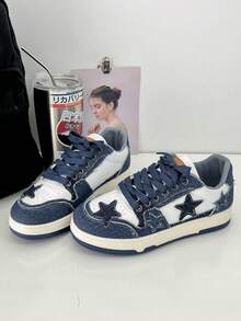 Neue modische, lässige Skateboardschuhe mit Sternmuster, geeignet für Teenager, Sportschuhe (Schuhe werden klein, empfehlen eine Nummer größer zu bestellen) - Blau - Übersicht 4