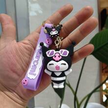 Sanrio 1pc Sanrio Kuromi Silicone Keychain Pendant, Cartoon Cute Bag Keychain Pendant Small Gift,