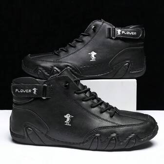 Men's Handmade Mid-Top Ankle Boots, Comfortable Casual Shoes, Ultra-Fine Fiber Breathable PU Lining, All-Year Outdoor Non-Slip Rubber Outsole, Multifunctional Fashion Sneakers