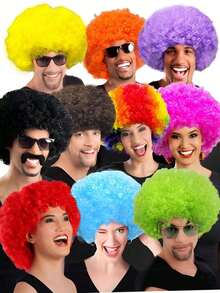 Colorful Fluffy Explosion Head Synthetic Wigs For Party, Holiday, Halloween, Costume, Masquerade Ball (Glasses Not Included)