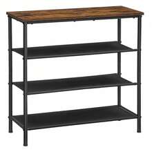 Shoe Rack 4 Tier, Narrow Shoe Storage Organiser, With 3 Fabric Shelves And Top For Bags, Steel Frame, For Entryway, Closet, Industrial - Brown - View 2