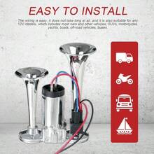 600DB Super Loud Train Air Horn Kit 12V Truck Car Dual Trumpet W Air Compror - A024 - View 5