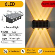 Große wasserdichte Solar-Wegbeleuchtung für Outdoor, kabellose Außenwandleuchte für Garten Beleuchtung, RGB einstellbare LED Wandlaterne für Hof, Terrasse, Veranda, Weg, Zufahrt