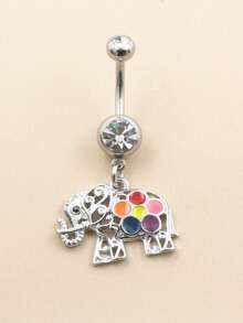 1Piece 14G Elephant Belly Button Ring Navel Piercing Tropical Animals Belly Button Piercing Body Jewelry - Multicolor - View 15