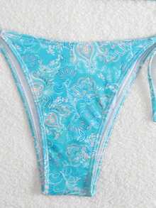 女士夏季沙滩花卉印花性感系带比基尼套装