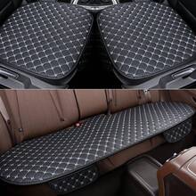 3pcs Set New Comfortable Nappa Leather Universal Car Seat Cushions, With Star Embroidery Backrest And Non-Slip Design, Suitable For All Seasons