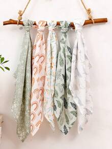 5PCS Muslin Baby Bibs 60*60cm Soft Bamboo Burping Cloths,Baby Wrap Swaddle Muslin Blanket Baby Face Towel Square Handkerchief, Baby Wash Cloths For Boys Girls - Multicolor - View 1